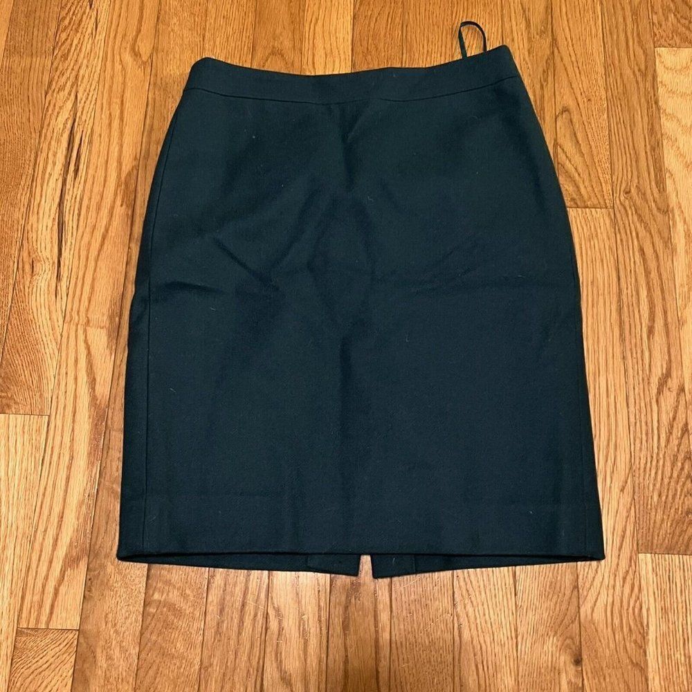 J Crew Pencil Skirt Women's Wool Blend Green Straight Career Size 2